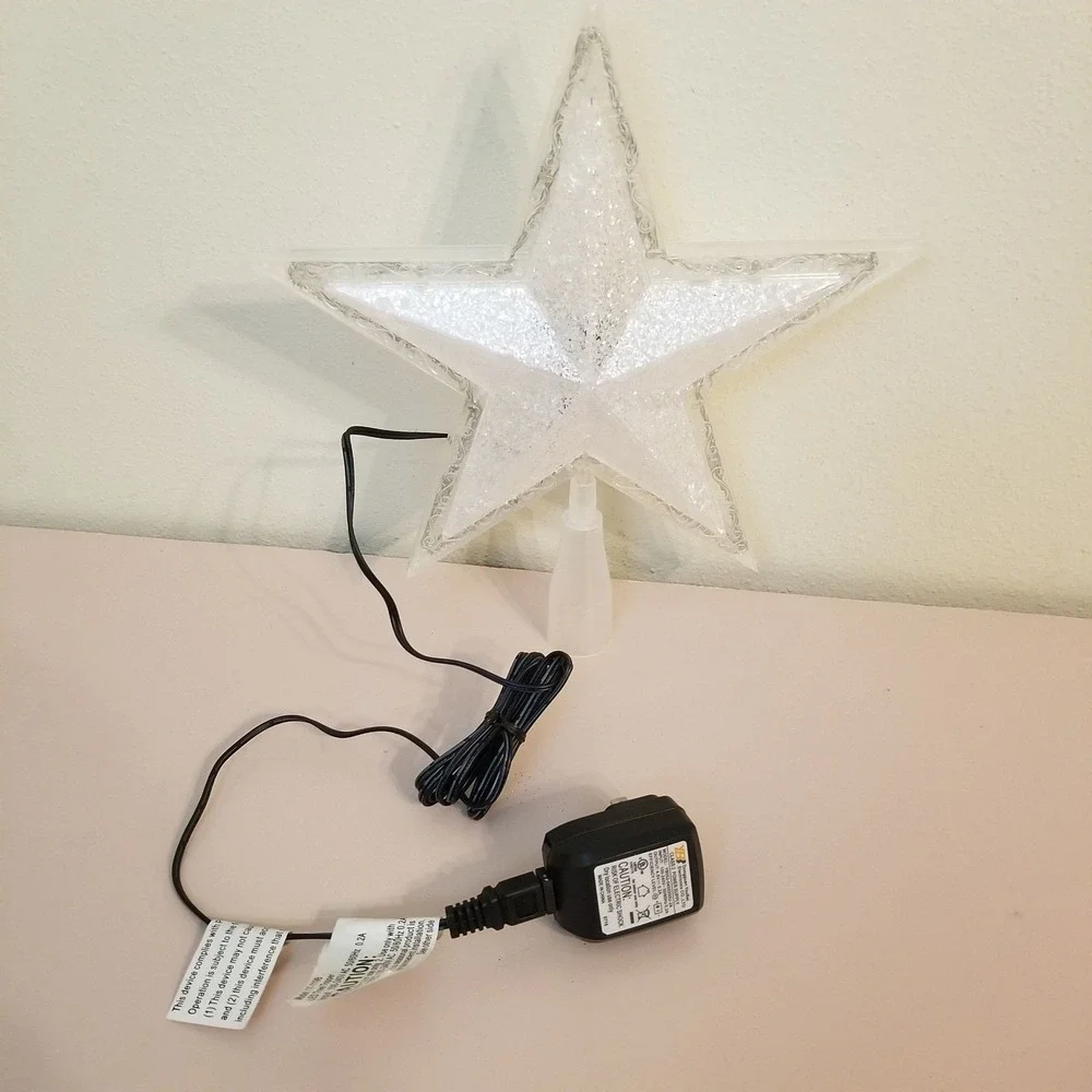 LED‎ Flickering Star Tree Topper Electric Christmas Holiday Home Decor WORKS